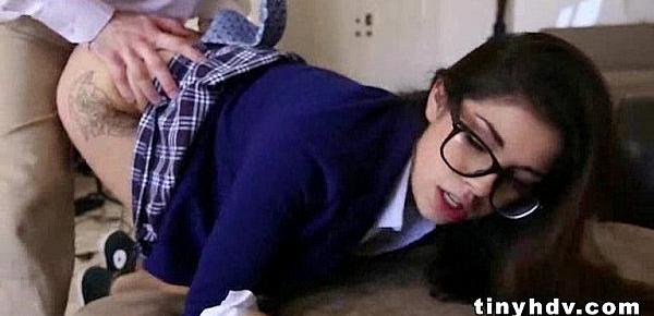  Nerdy teen with glasses gets nailed 7 94